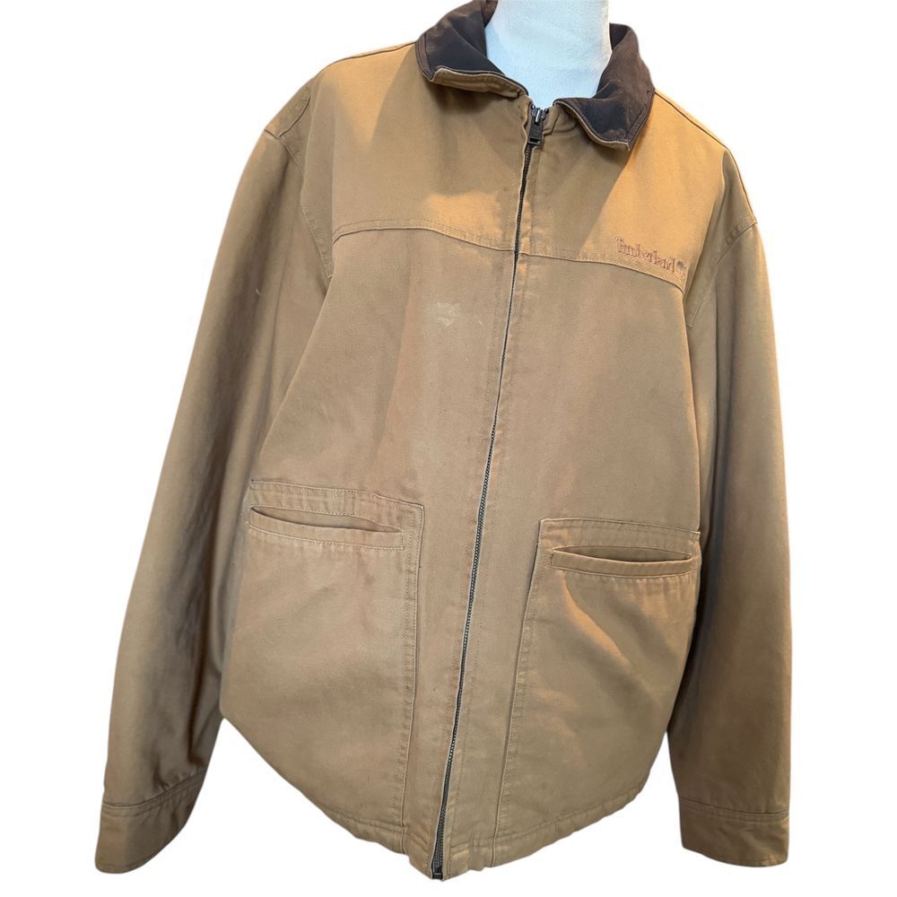 Timberland  Mens XL Tan Weathergear Canvas Chore Barn Work Pocket Men‎ Coat READ